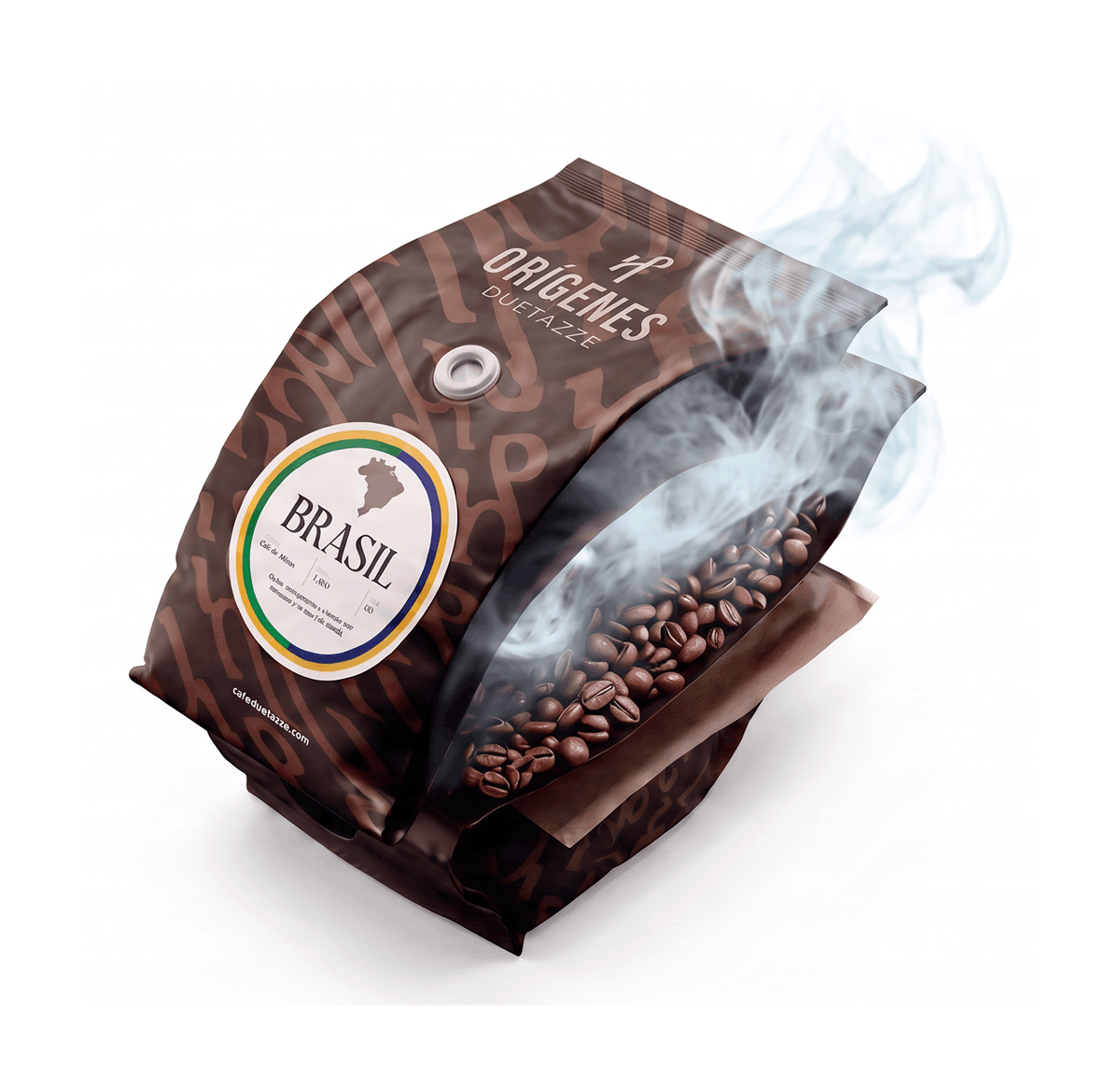 Envase de café Etiopía 250 g con válvula desgasificante y material biodegradable